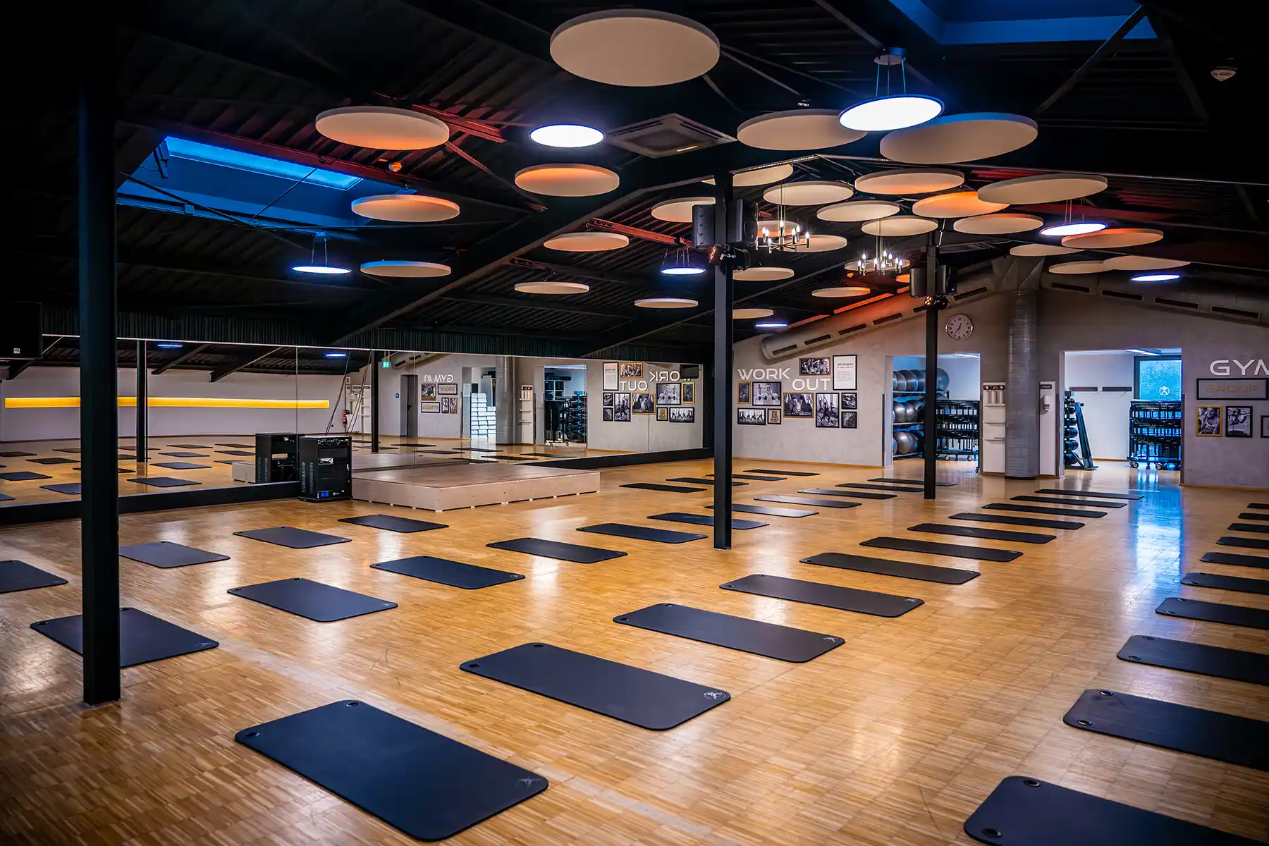 Kursraum mit für Group-Fitness-Kurse im Sport+WellnessPark ALTE ZIEGELEI Lauffen